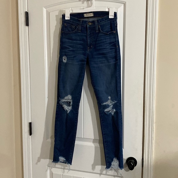 MADEWELL Denim 9" High-Rise Skinny Jeans Dark Wash Size 25 - Picture 1 of 12